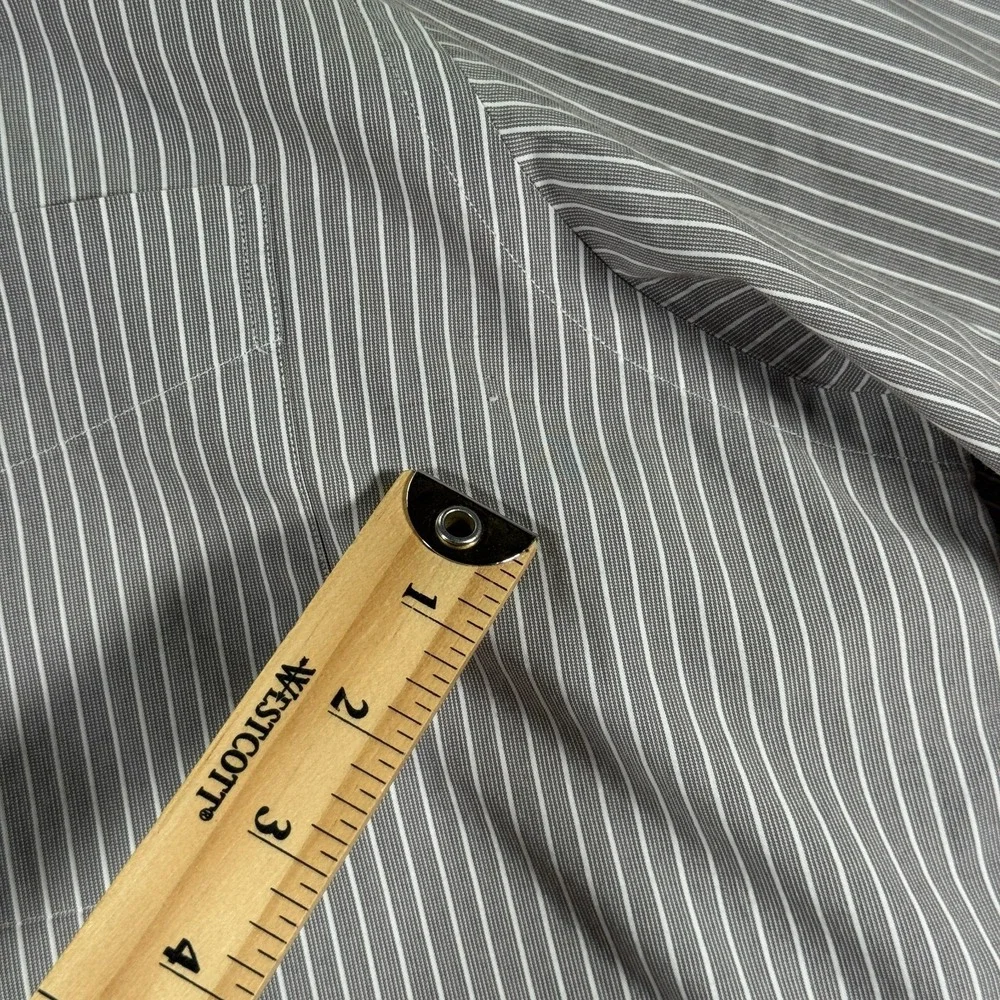 Vintage Polo Ralph Lauren Andrew Button Up Shirt Men 16.5 34/35 Gray Stripes 90s
